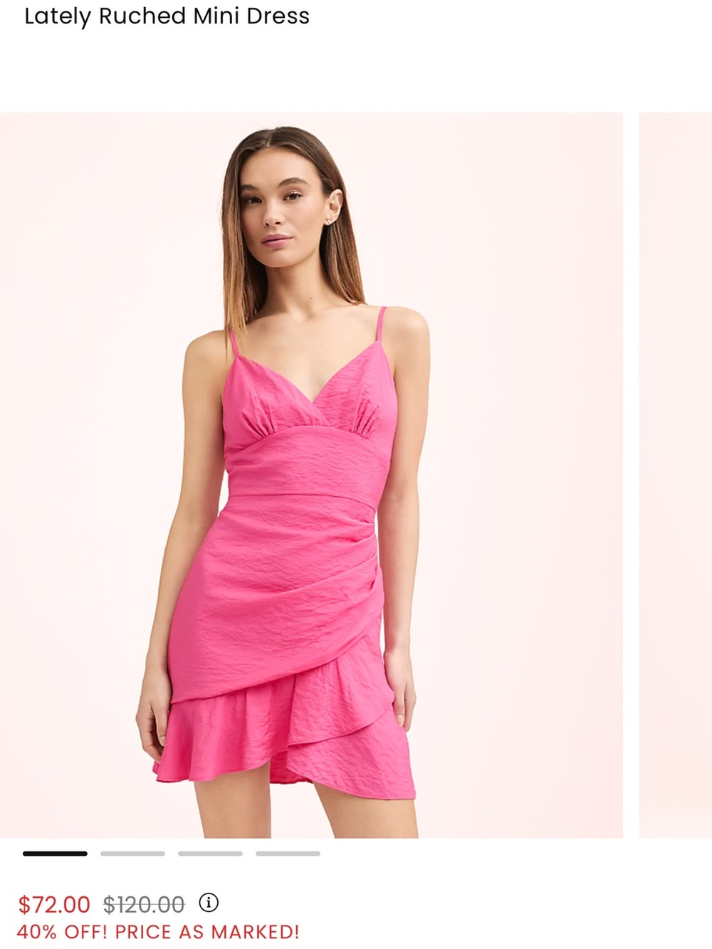 LOFT Lately Hot Pink Ruched Mini Dress with Ruffle Hem
